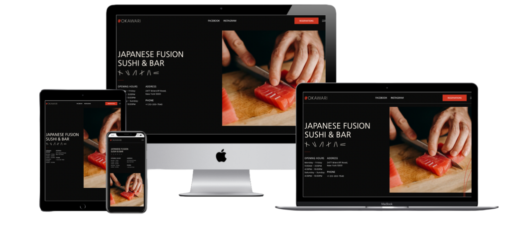 Okawari Sushi Restaurant Website Mockup
