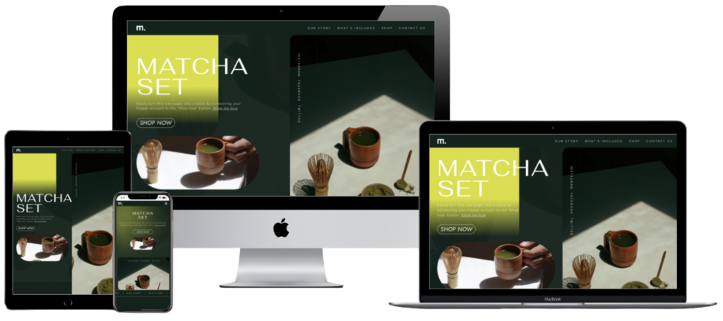 Matcha Set Website Mockup